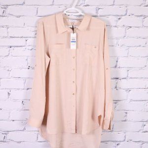 NWT Calvin Klein pink nude button down blouse r3